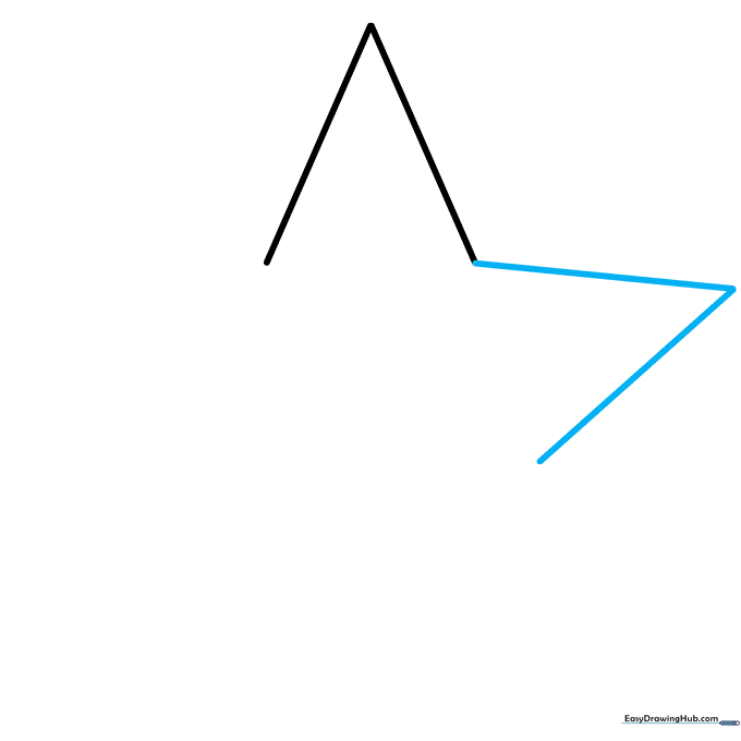 Pencil sketch adding a second V shape to the right side of the star.