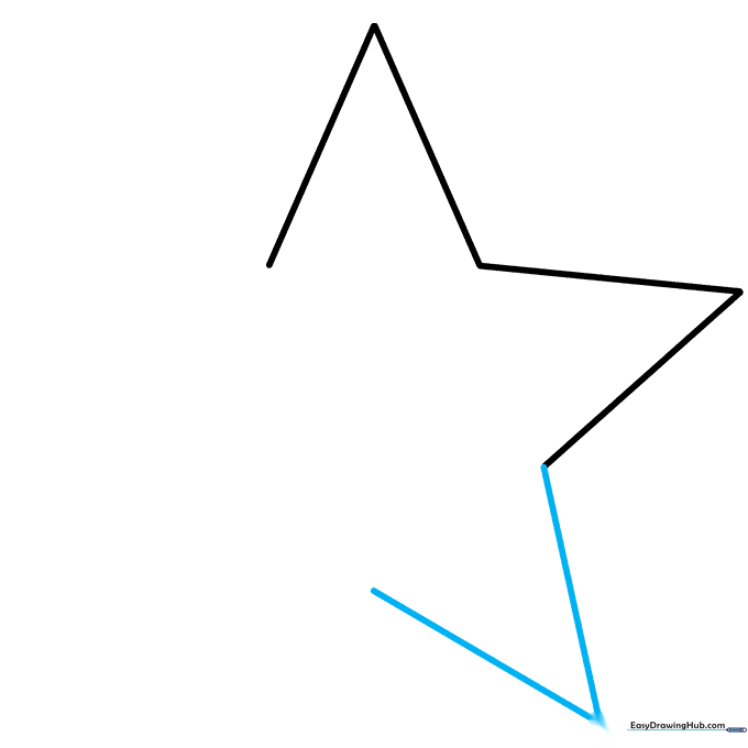 Pencil sketch adding a third V shape to the bottom right of the star.