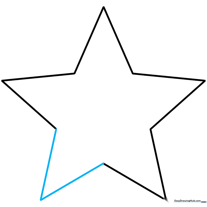 Pencil sketch showing the completed five-pointed star outline.