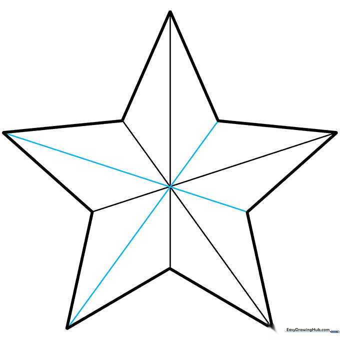 Pencil sketch showing the completed 3D star framework.