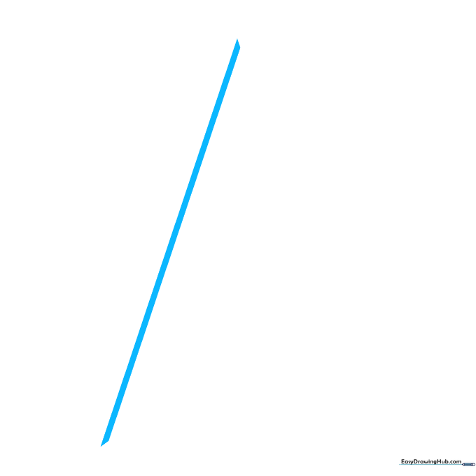 A single diagonal pencil line drawn on a white background, serving as the first stroke of a star.