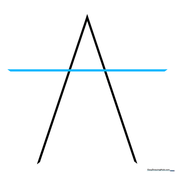 A horizontal line drawn across the two existing diagonal lines.