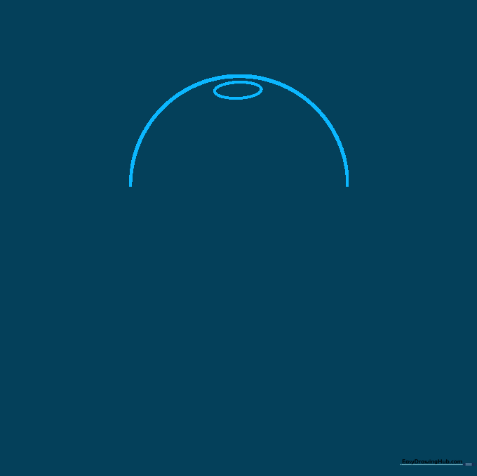 Pencil sketch of a rounded plastic cup lid with a small oval opening for a straw.