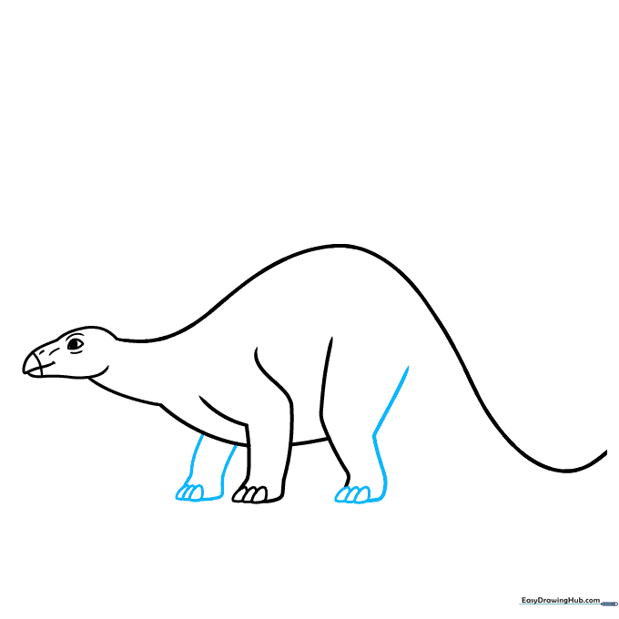 Adding the back legs to the Stegosaurus body outline.