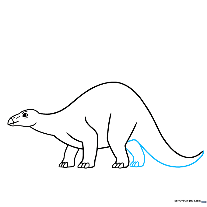 Finalizing the tail and back leg of the Stegosaurus.