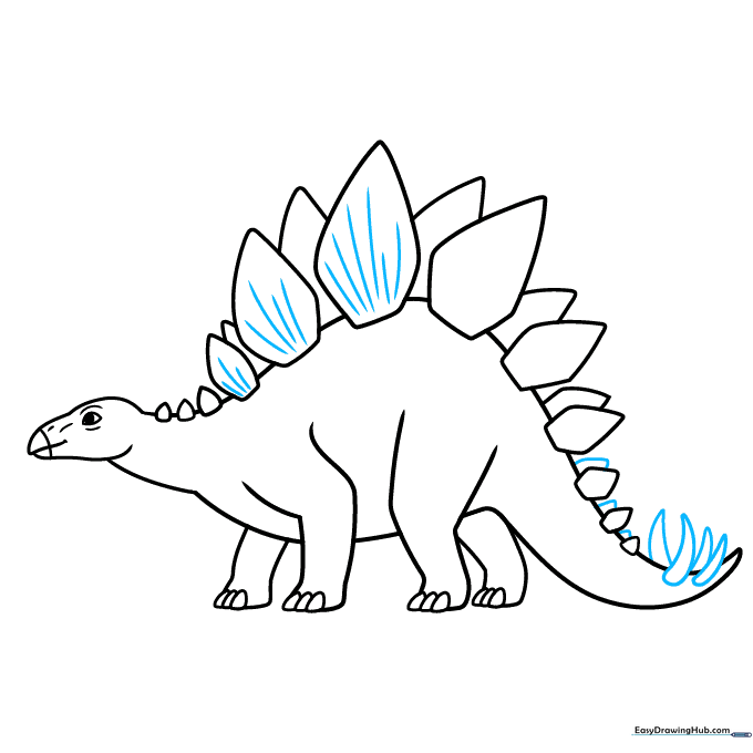 Adding the defensive tail spikes and texture lines to the plates.