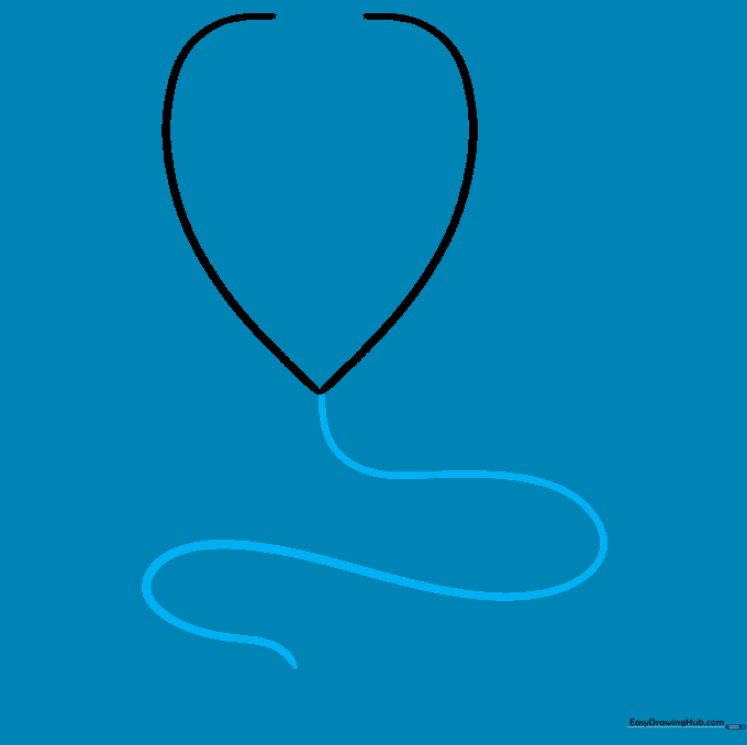 A long curved line extending downward from the headset to represent the stethoscope tube.