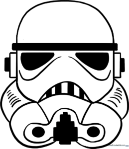 Completed Stormtrooper helmet illustration, clean and ready for coloring.