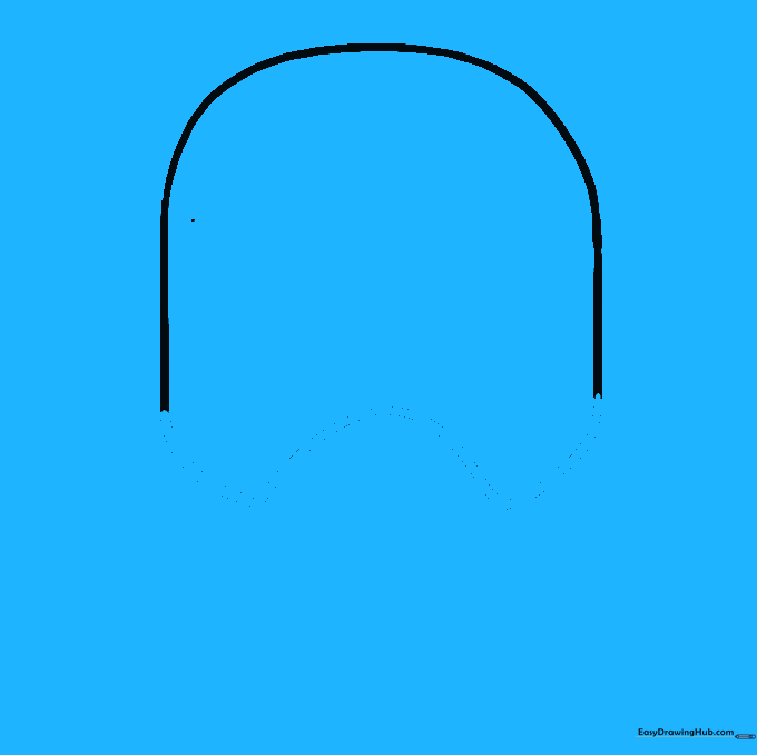 Adding a W-shaped line to form the lower jaw area of the helmet.