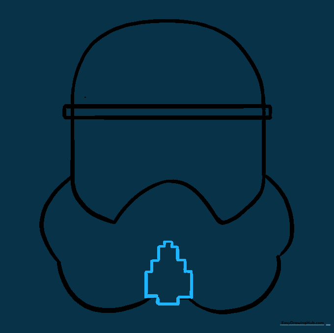 Drawing the geometric zigzag pattern on the lower mask.