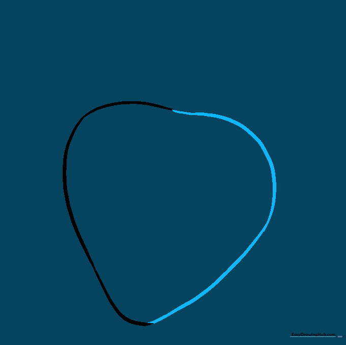 Pencil sketch of a heart-shaped strawberry outline.