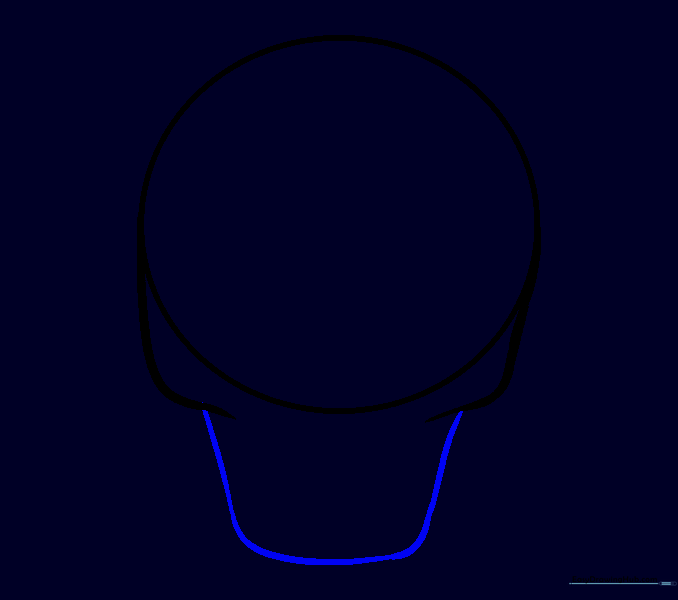 Connecting the jaw lines with a curved bottom edge.