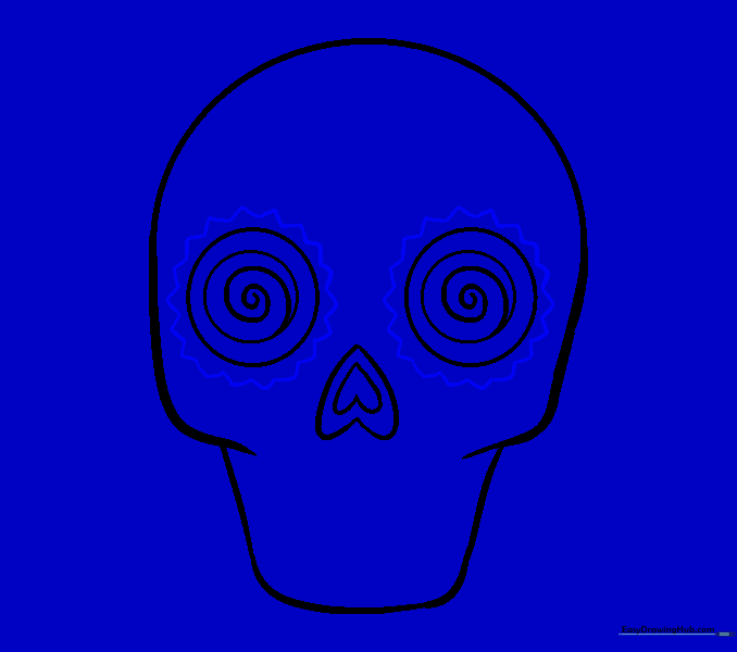 Adding a zigzag petal pattern around the eye sockets.
