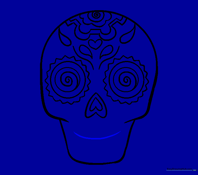 Drawing a wide, curved horizontal line for the mouth.