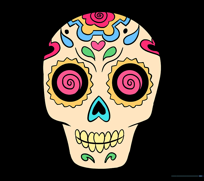 The final colored sugar skull illustration.