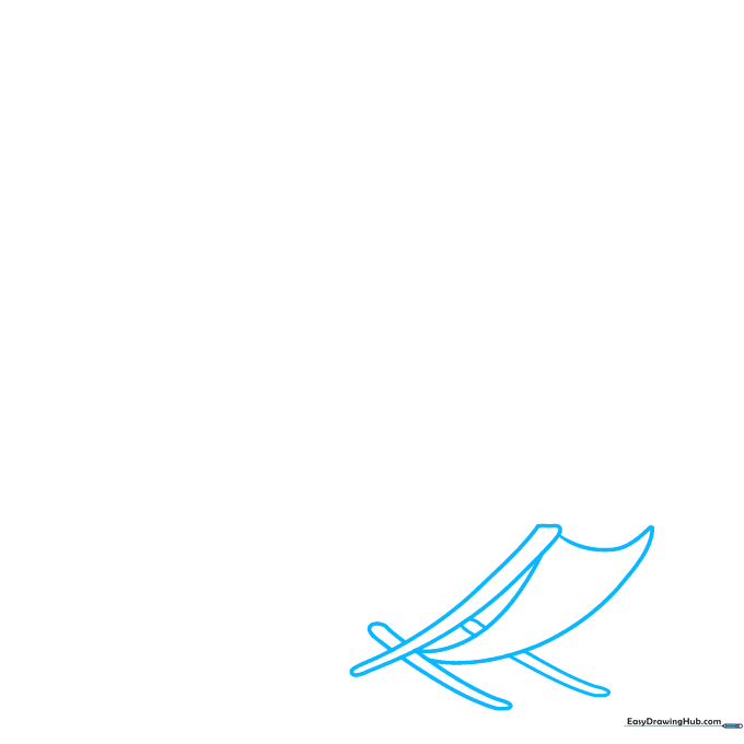 Pencil sketch of a lounge chair base using curved lines for a summer vacation drawing.