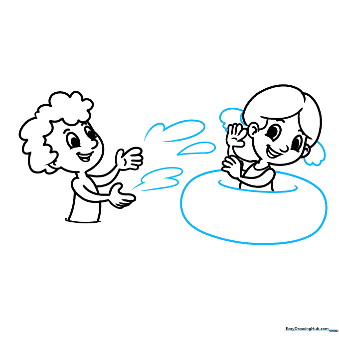 Adding a life preserver and water splashes to the scene.