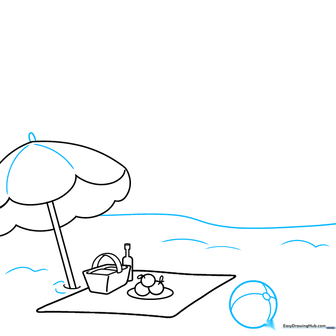 Adding texture to the sand and a beach ball to the scene.
