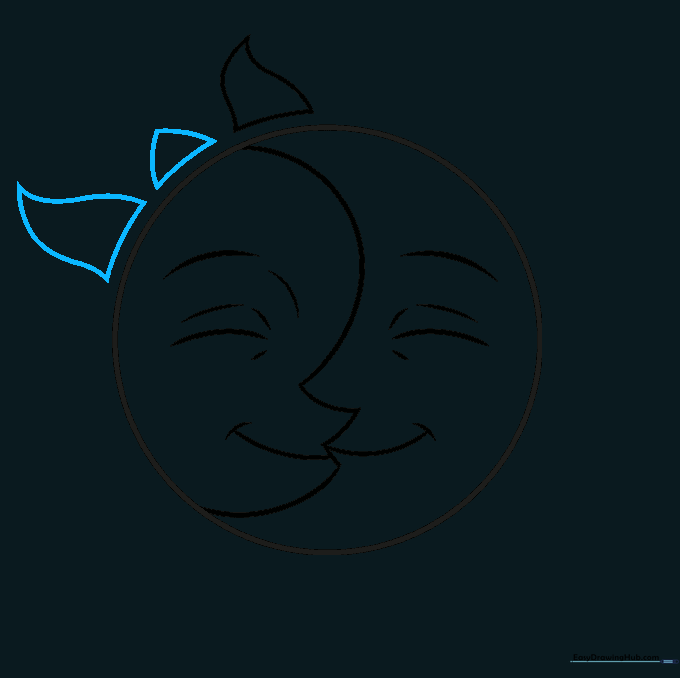 Drawing alternating short and tall wavy triangular rays around the sun.