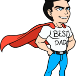Colorful and completed Super Dad drawing, perfect for a Father's Day card.