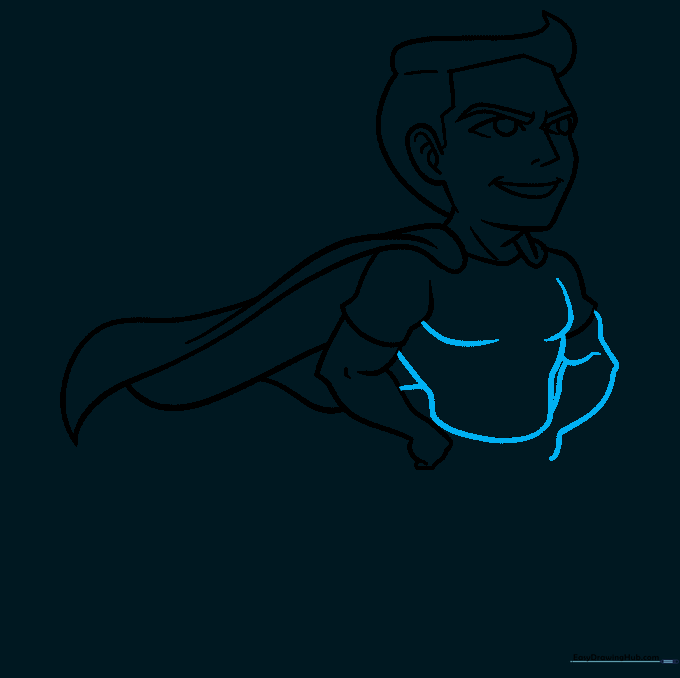 Adding the second arm and chest muscles to the superhero torso.