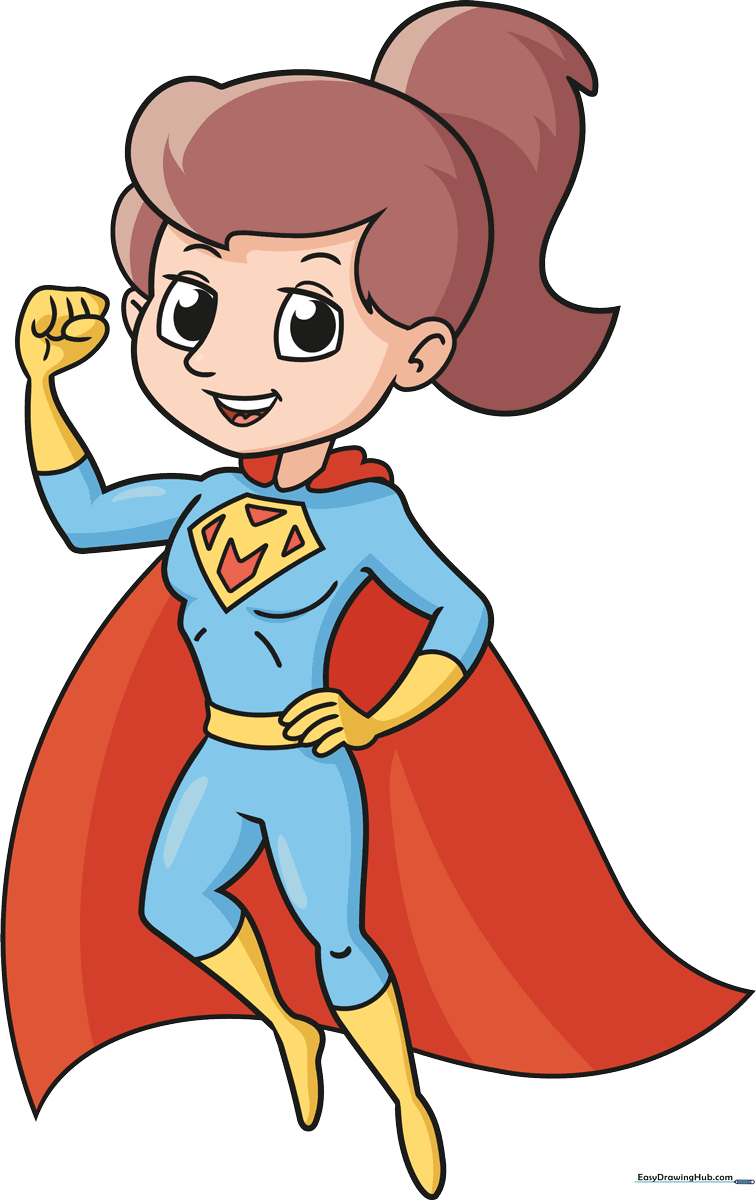 A vibrant, finished illustration of a Super Mom character in a heroic pose.