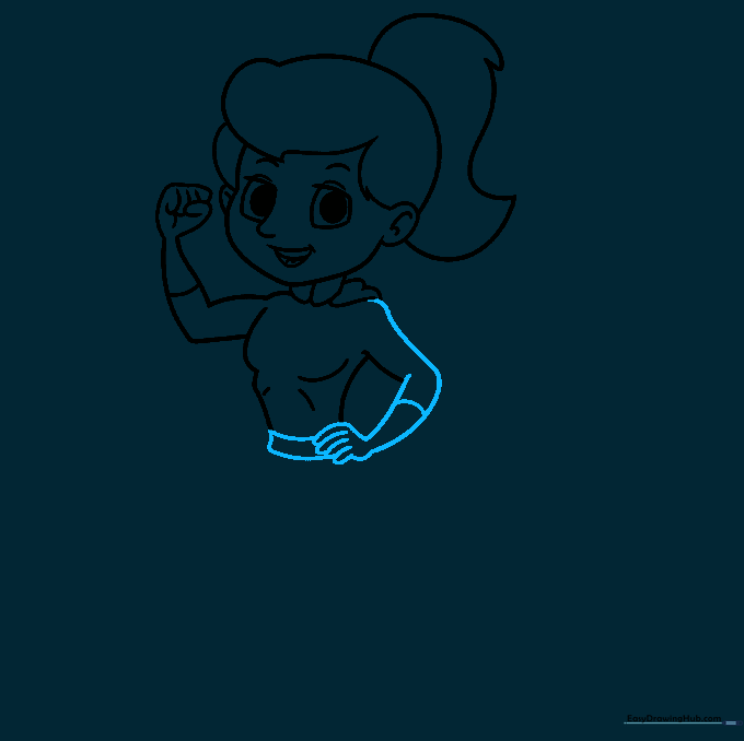 Adding arms, clenched fists, and a utility belt to the superhero character.