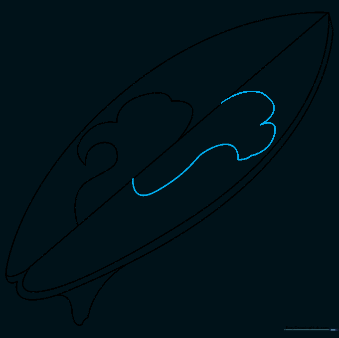 Adding matching wave patterns to the opposite side of the surfboard deck.