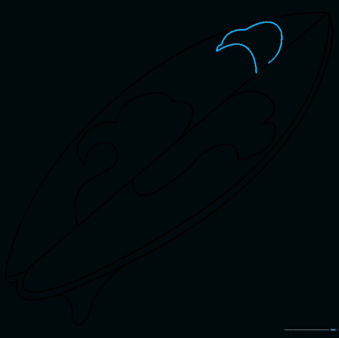Adding an irregular decorative shape near the nose of the surfboard.