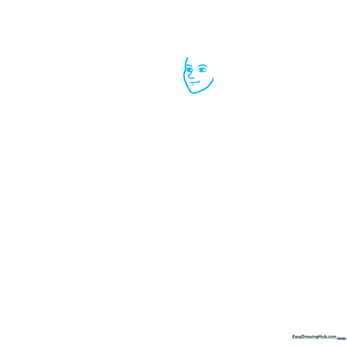 Line drawing of a surfer's face showing eyes and nose structure on white background