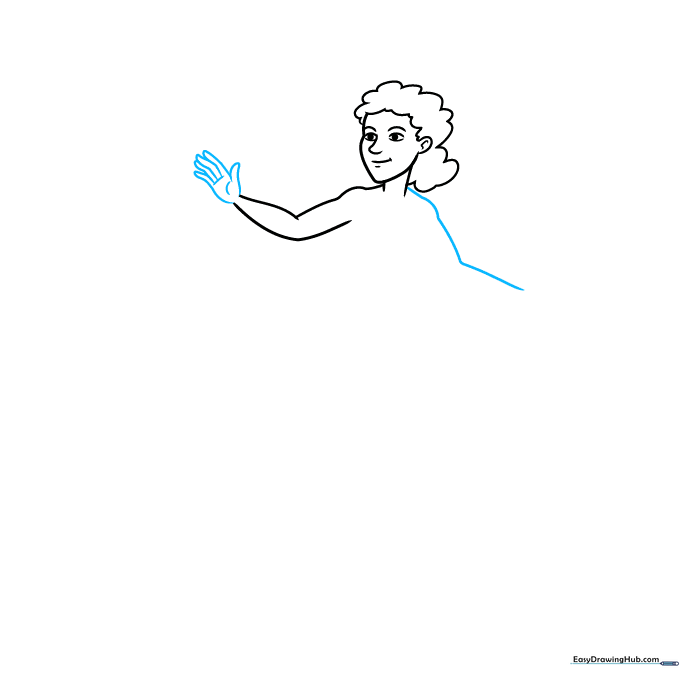 Surfer drawing focusing on the detail of hands and fingers