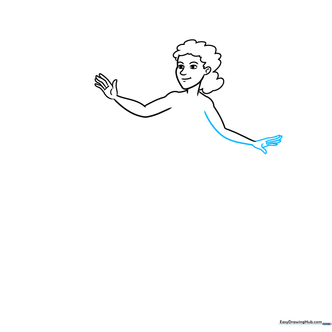 Surfer drawing showing completed arms and hand positions