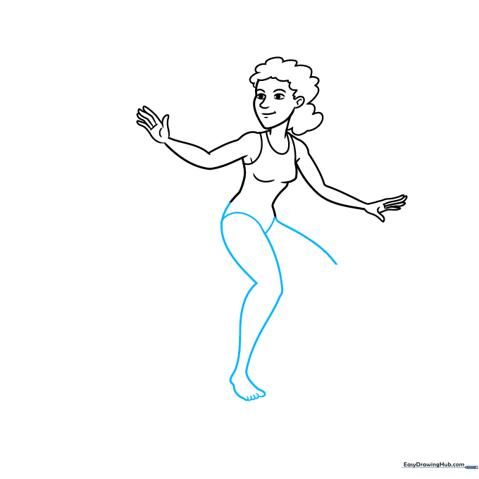 Surfer drawing showing the construction of the legs and feet