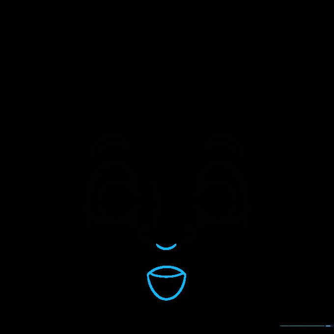 Drawing of an open mouth with teeth visible, indicating a surprised expression.