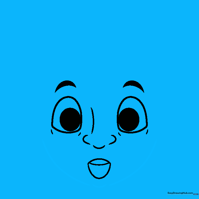 Sketch of a face outline with a tongue added inside the open mouth.