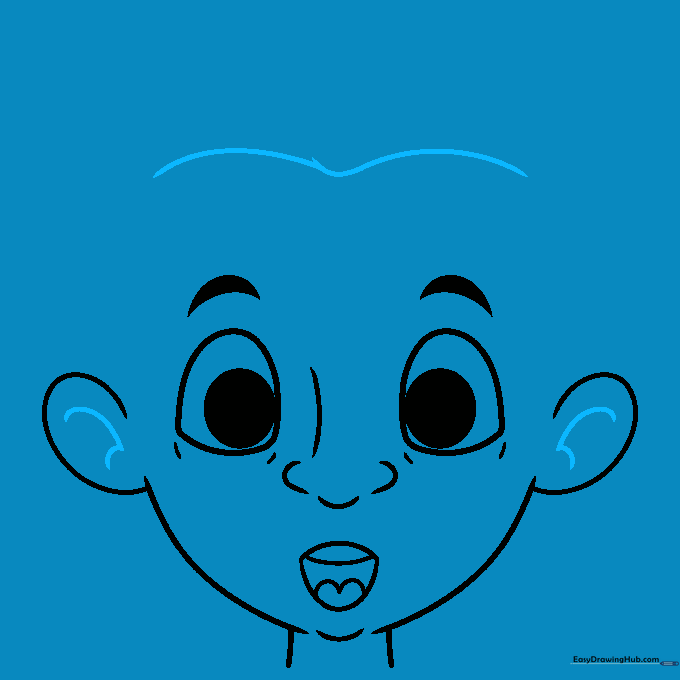 Adding inner ear details and the beginning of a hairline.