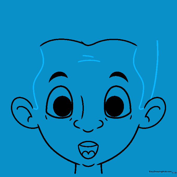 Adding subtle forehead wrinkles to emphasize the surprised expression.
