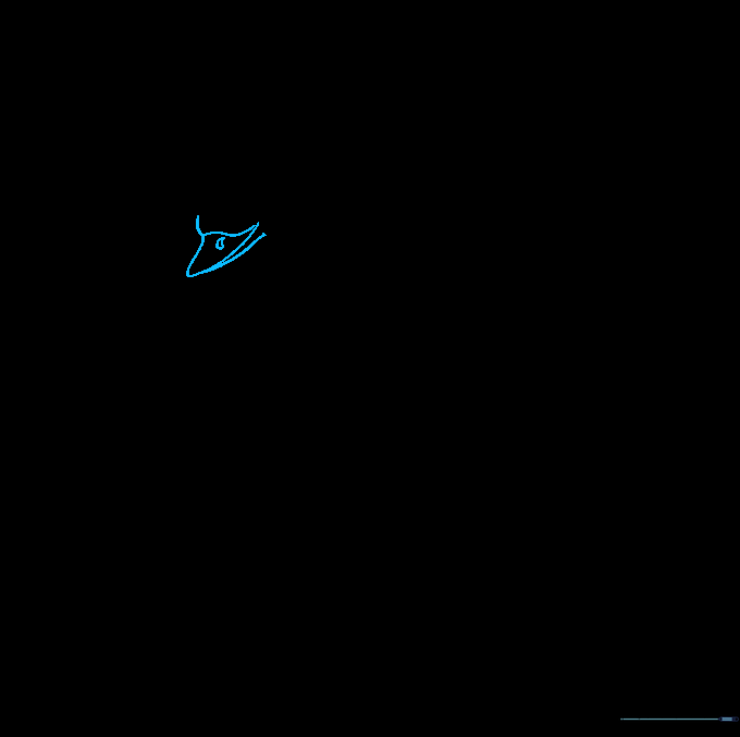 Detailed view of a swan's beak being constructed with curved lines and a small nostril circle.
