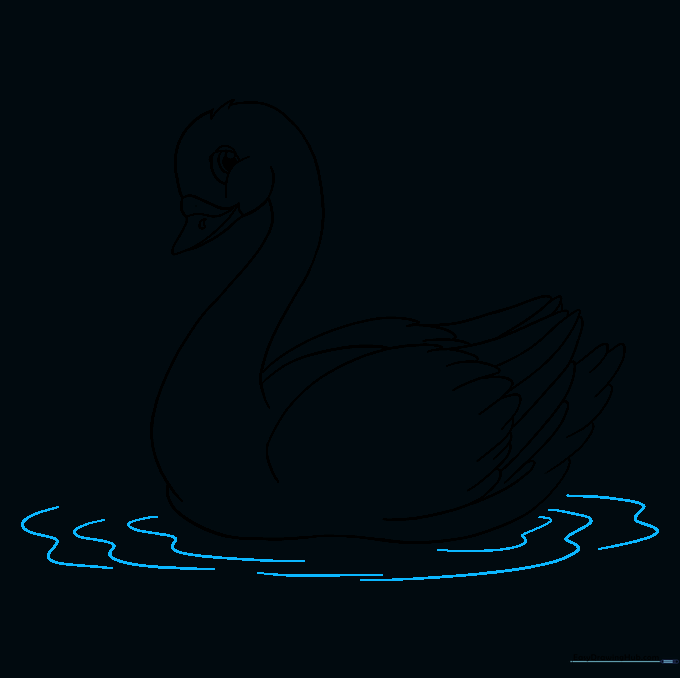 Wavy lines added around the swan's base to simulate water ripples.