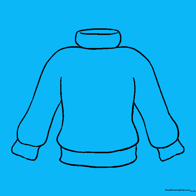 Drawing of a sweater with textured lines added to the cuffs.