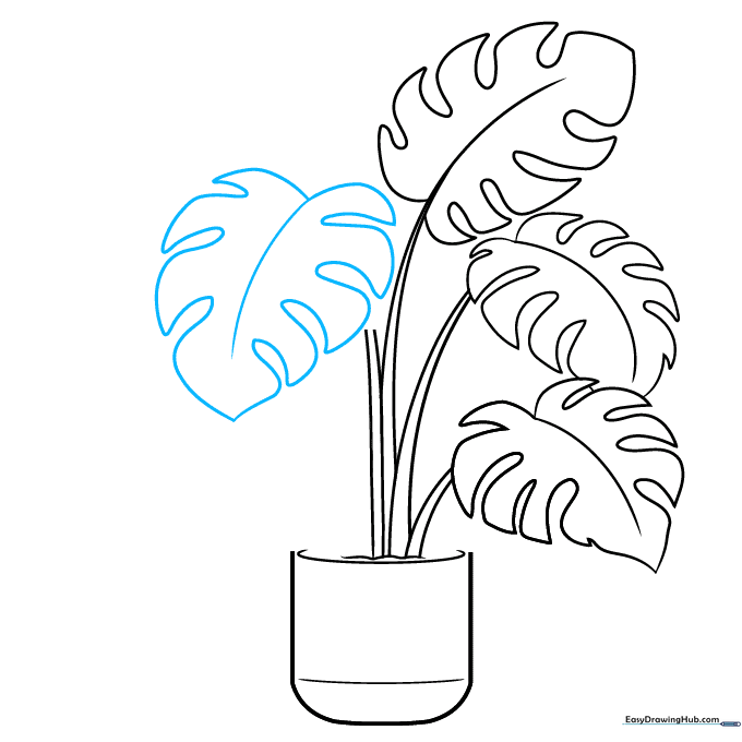Adding a third large leaf to the plant structure.