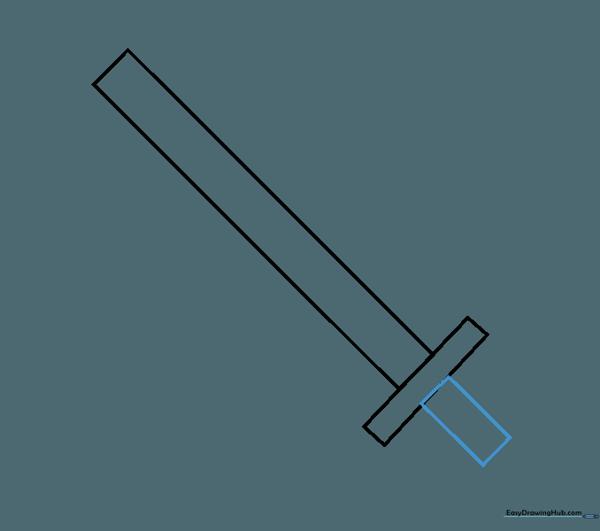 A small rectangle added below the cross-guard to represent the sword handle grip.