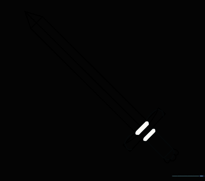 The sword handle after erasing unnecessary internal guide lines.