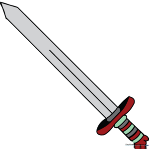 A vibrant, finished illustration of a classic knight's sword.