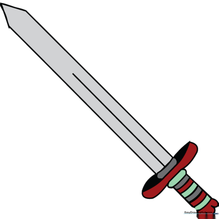 A vibrant, finished illustration of a classic knight's sword.