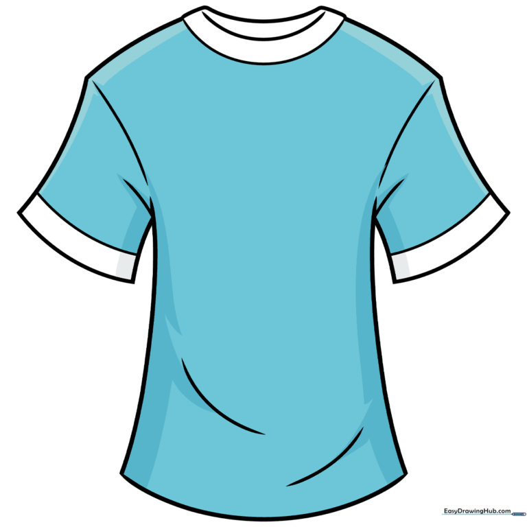 A vibrant, completed T-shirt drawing, showcasing the final result of the tutorial.