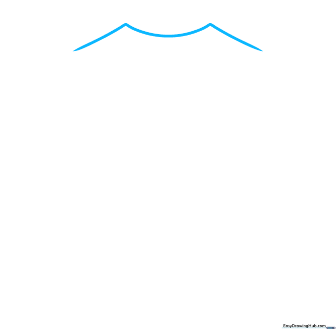 Pencil sketch of an M-shaped line representing the collar of a T-shirt.