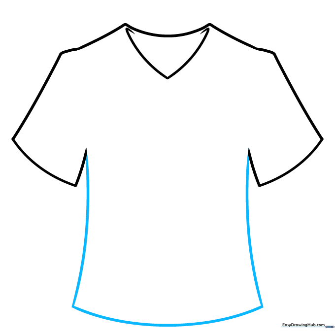 Connecting the torso with curved lines to complete the shirt outline.