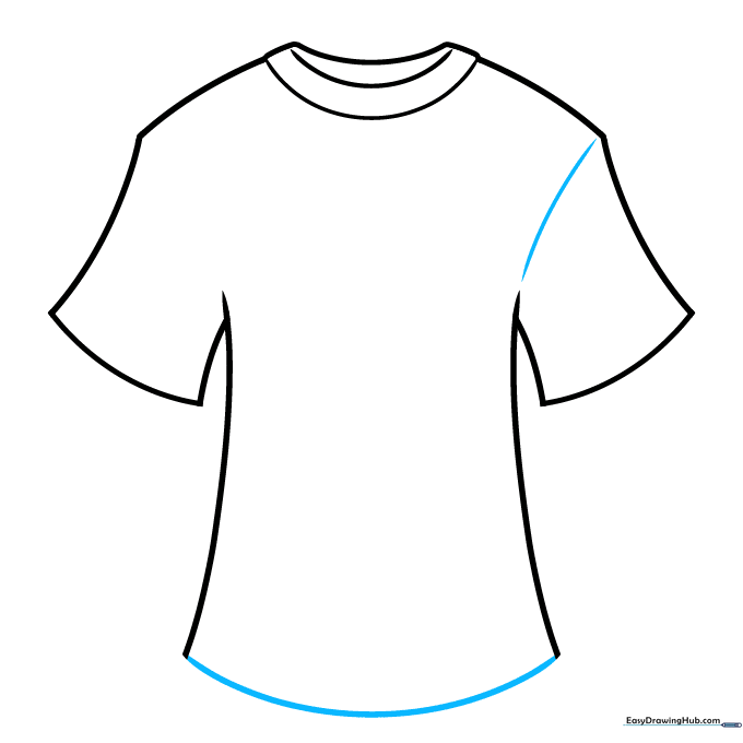 Adding the bottom hem and shoulder seam details to the T-shirt drawing.
