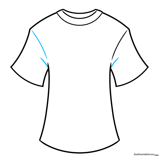 Adding small curved lines under the armpits to represent fabric folds.